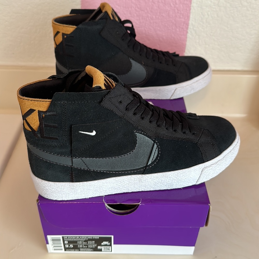 Brand New Nike SB Zoom Blazer Mid PRM Sneakers Skate Shoes Black M 8 W9.5